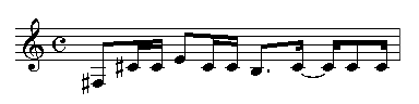 A motif in F-sharp minor, in the time signature 4/4.